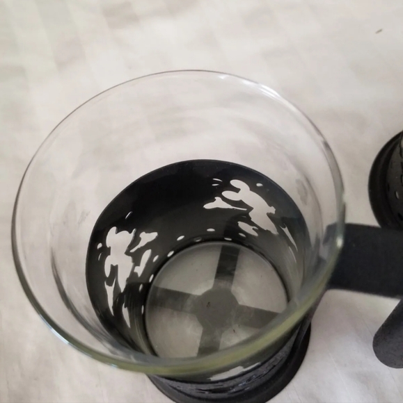 Disney Mickey Mouse Metal and Glass Irish Coffee Expresso Tea Mug Set Of 2 - Picture 4 of 7